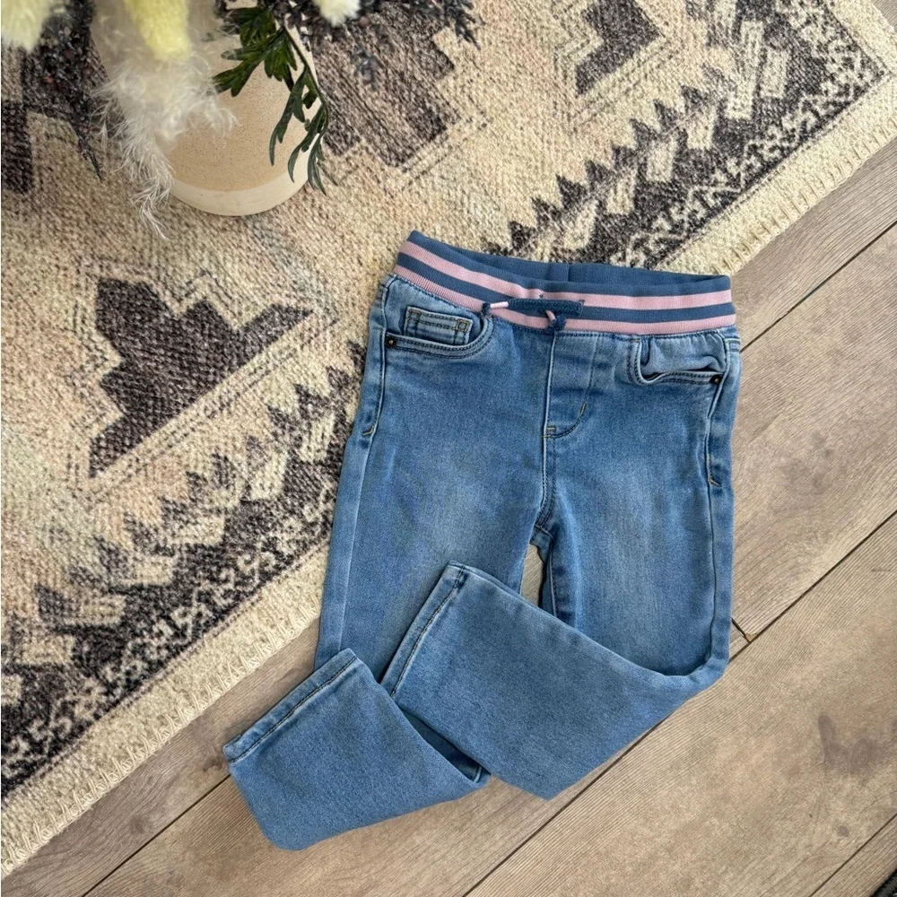 Y2K Cat & Jack Toddler Girl Light Blue Jeans with Pink Waistband